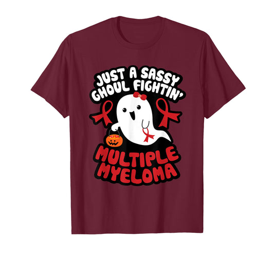 Sassy Ghoul Fighting Multiple Myeloma Halloween Cute Ghost T-Shirt