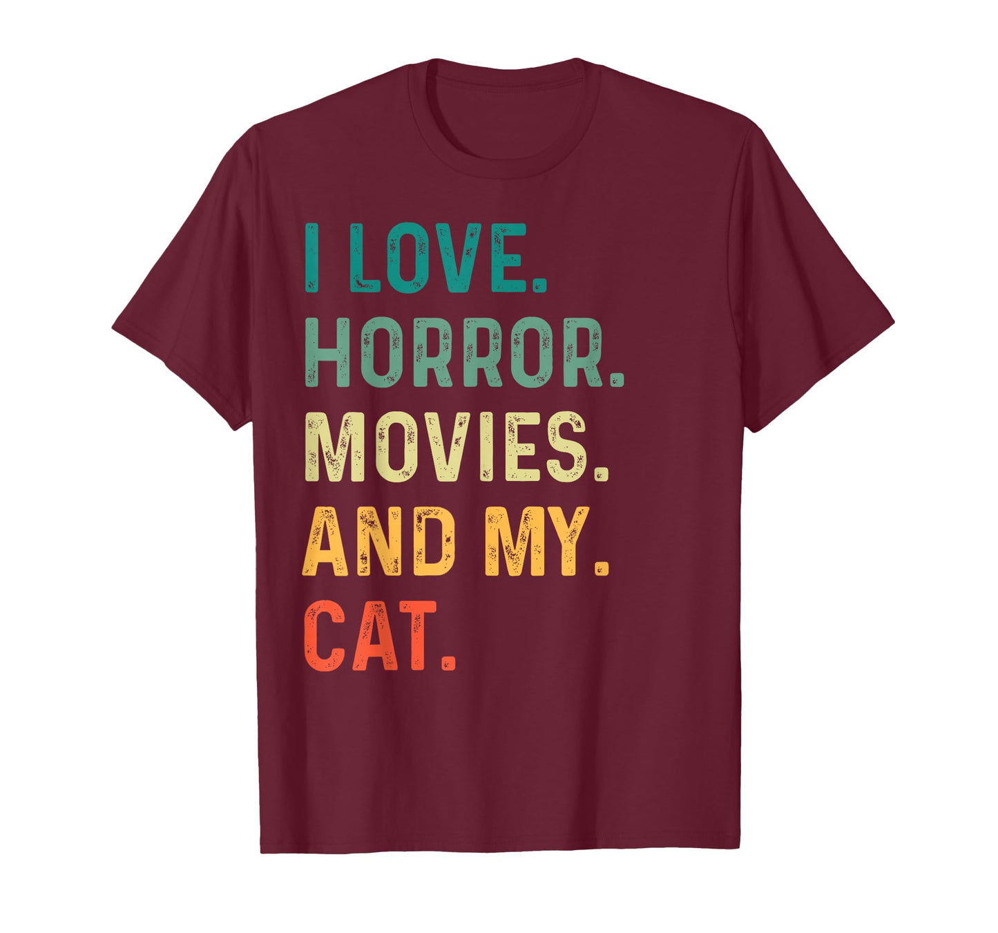 I Love Horror Movies And My Cat Retro Vintage Funny T-Shirt
