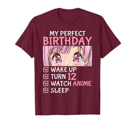12th Birthday Watch Anime 12 Years Old Anime Teen Girls T-Shirt