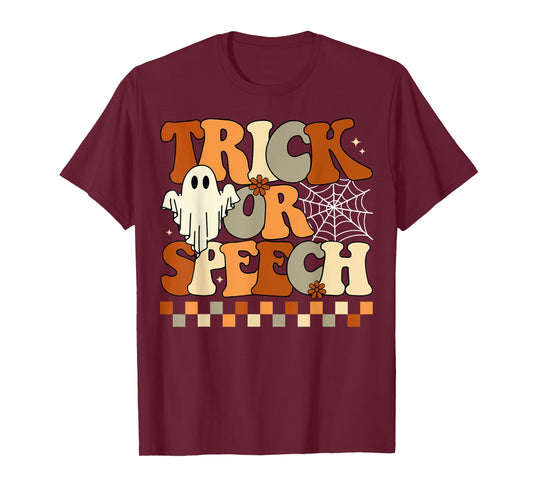 Trick or Speech Retro SLP Halloween Speech Therapy Halloween T-Shirt