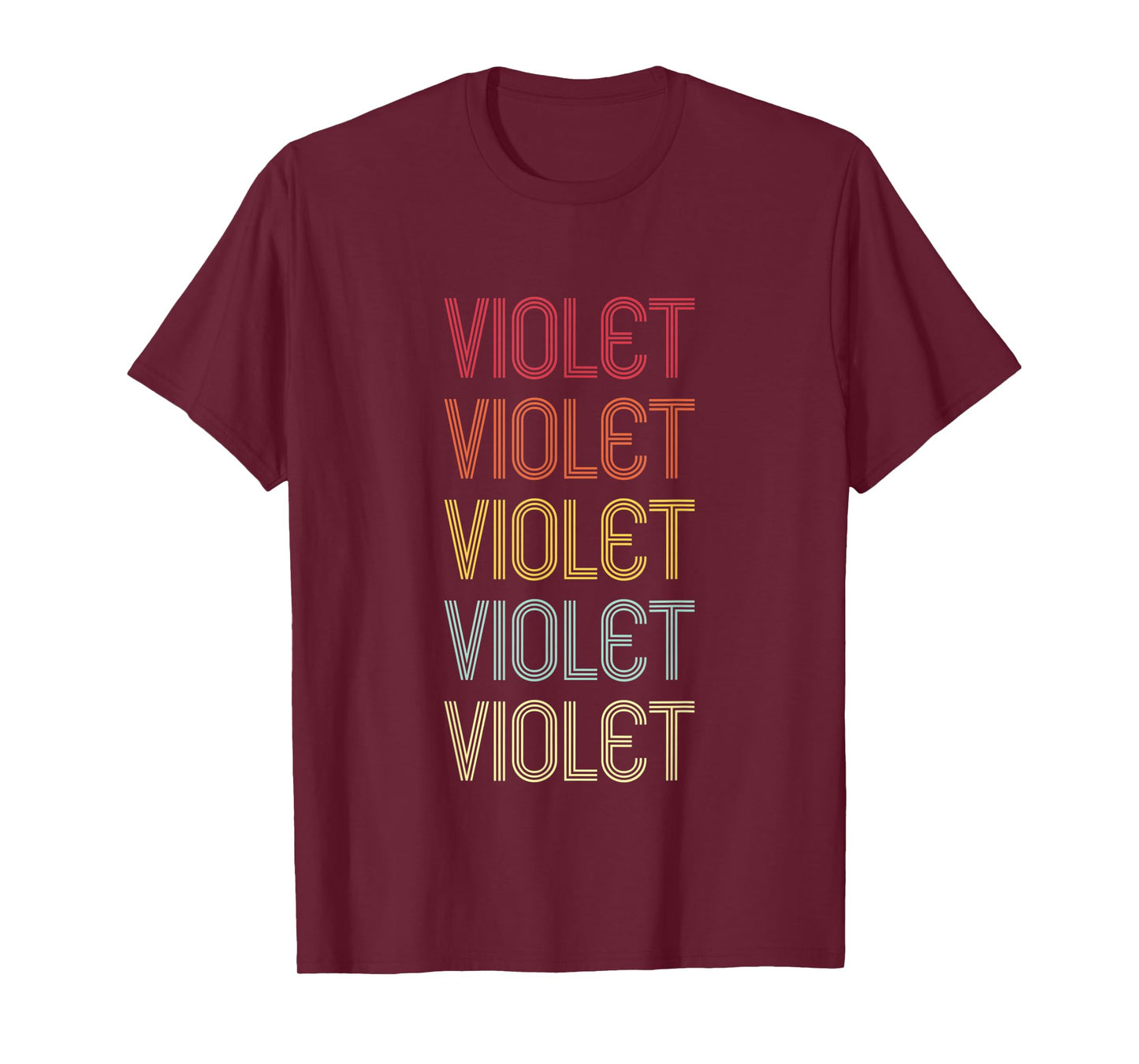Violet Retro Wordmark Pattern Vintage Personalized 70s T-Shirt