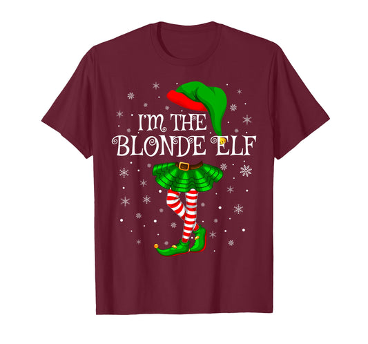 Family Matching Women Girls I'm The Blonde Elf Christmas T-Shirt