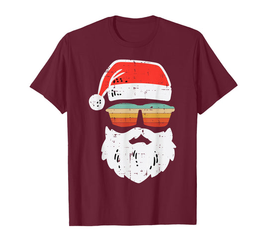 Santa Face Retro Sunglasses Christmas Xmas Men Women Kids T-Shirt