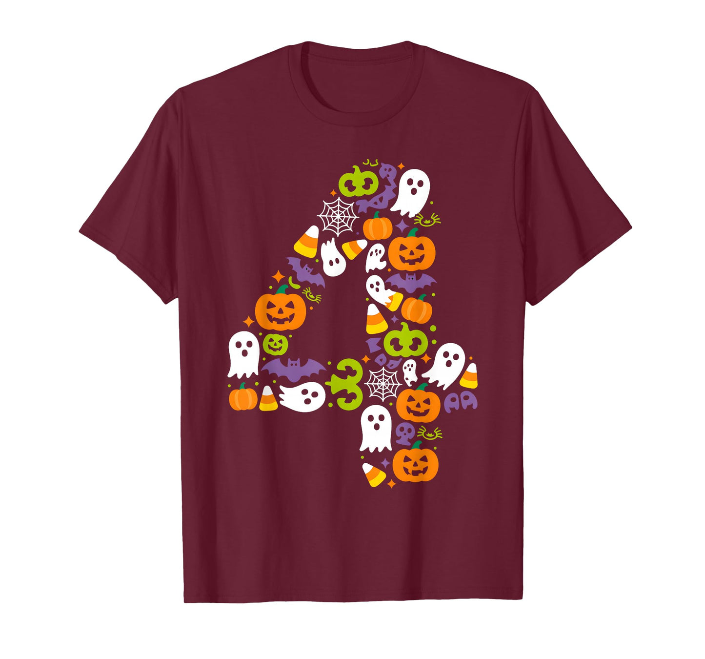 Halloween Birthday Number Four Pumpkin Ghost Kids T-Shirt