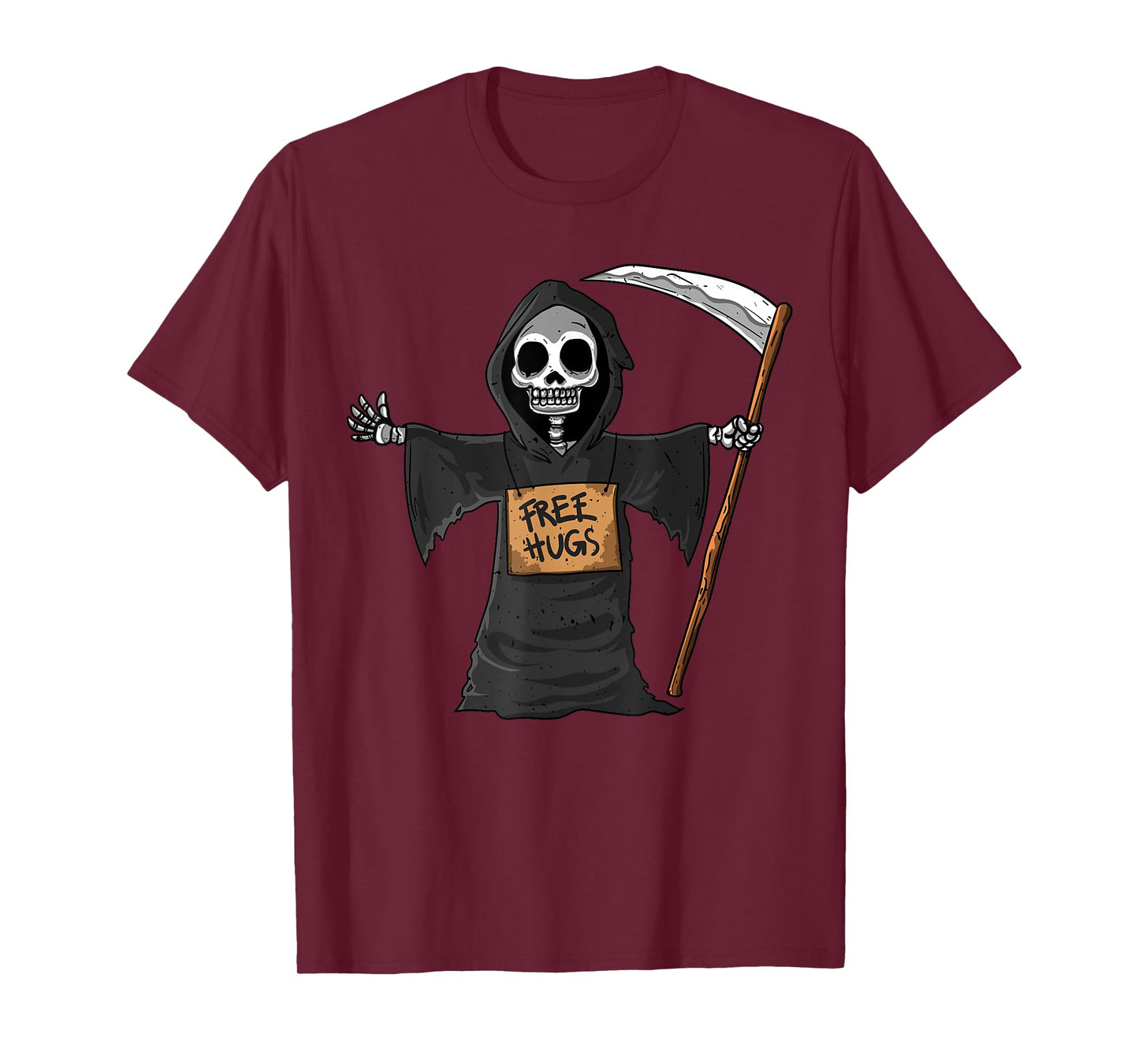 Free Hugs Grim Reaper Halloween Party Cosplay Lazy Costume T-Shirt