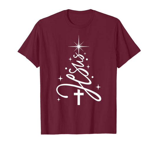 Jesus Christmas Tree Faith Based Christmas Christian Bible T-Shirt
