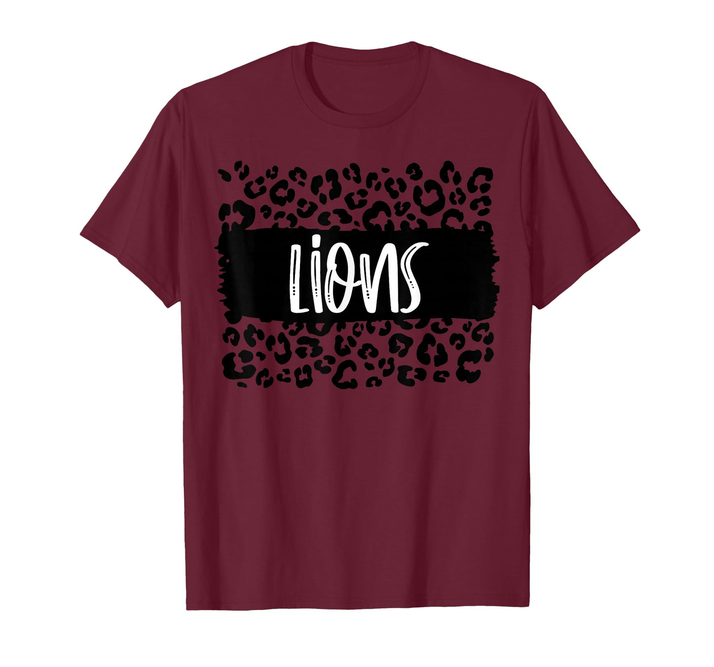 Lions Team Mascot School Spirit Game Night Leopard Print T-Shirt