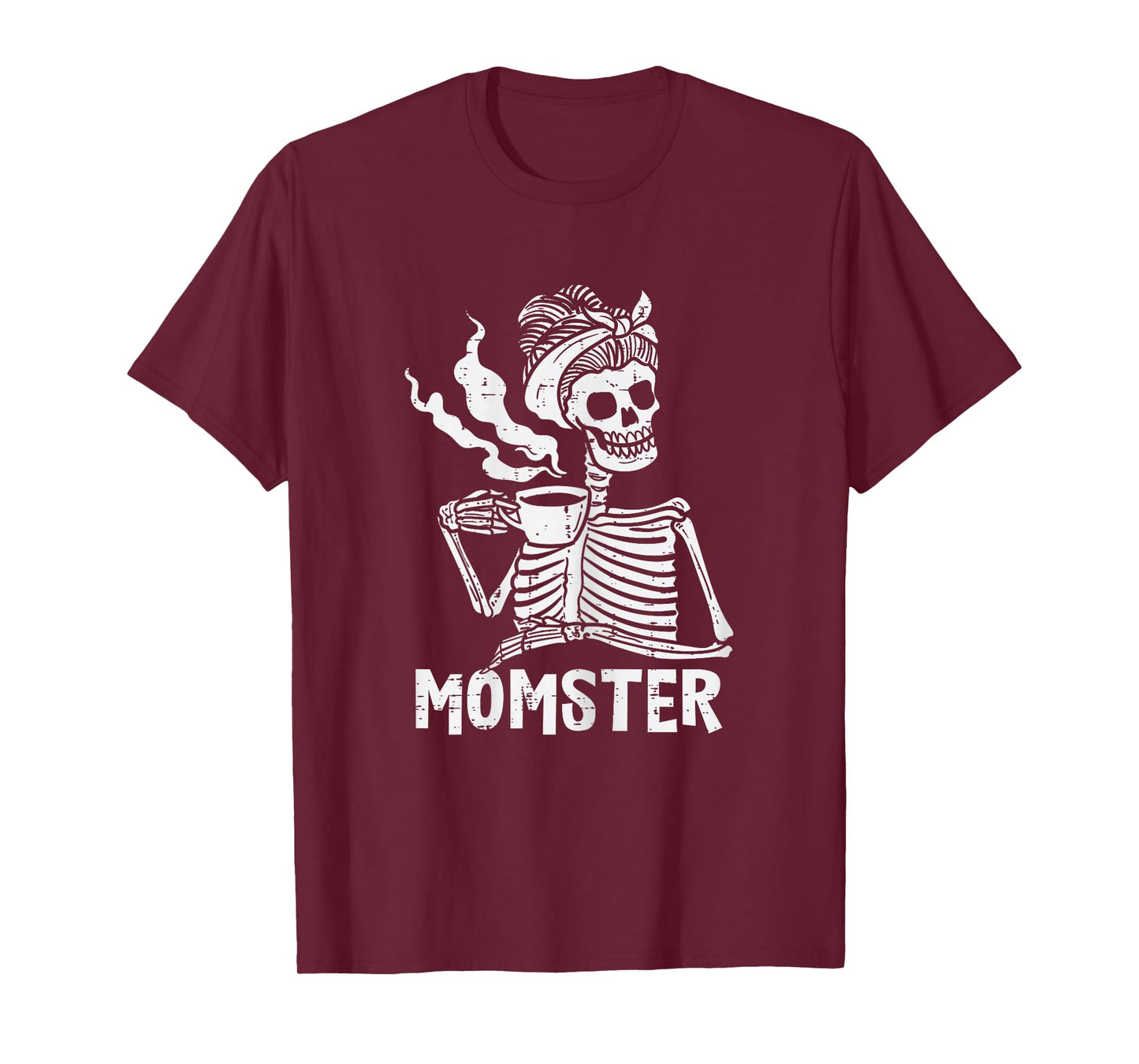 Momster Skeleton Woman Coffee Funny Halloween Mom Mama Women T-Shirt