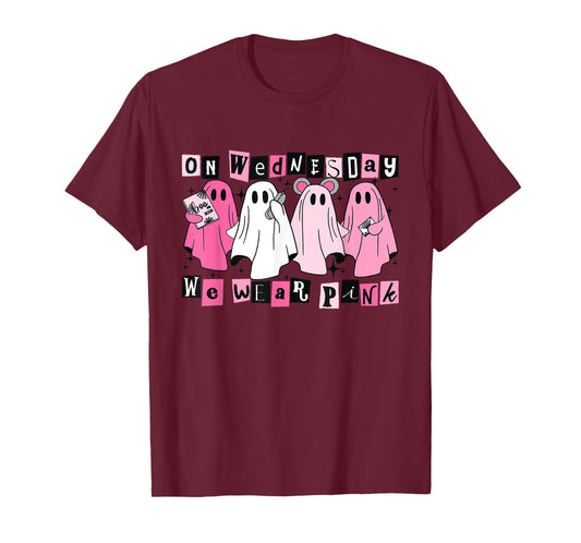 On Wednesday We Wear Cute Pink Ghost Halloween T-Shirt