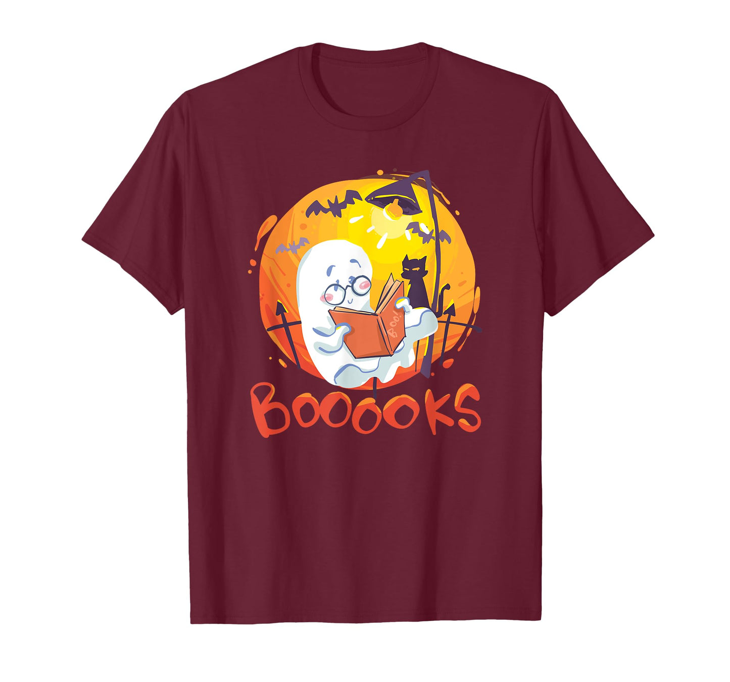 Booooks Ghost Funny Halloween Teacher Book Library Reading T-Shirt