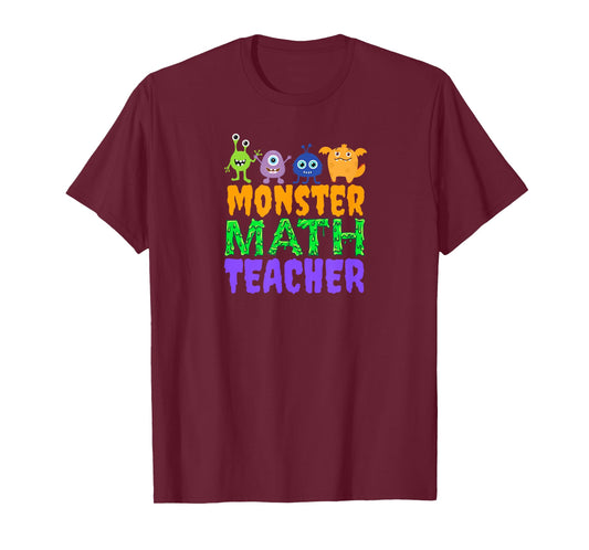 Halloween Monster Math Teacher Men Women T-Shirt