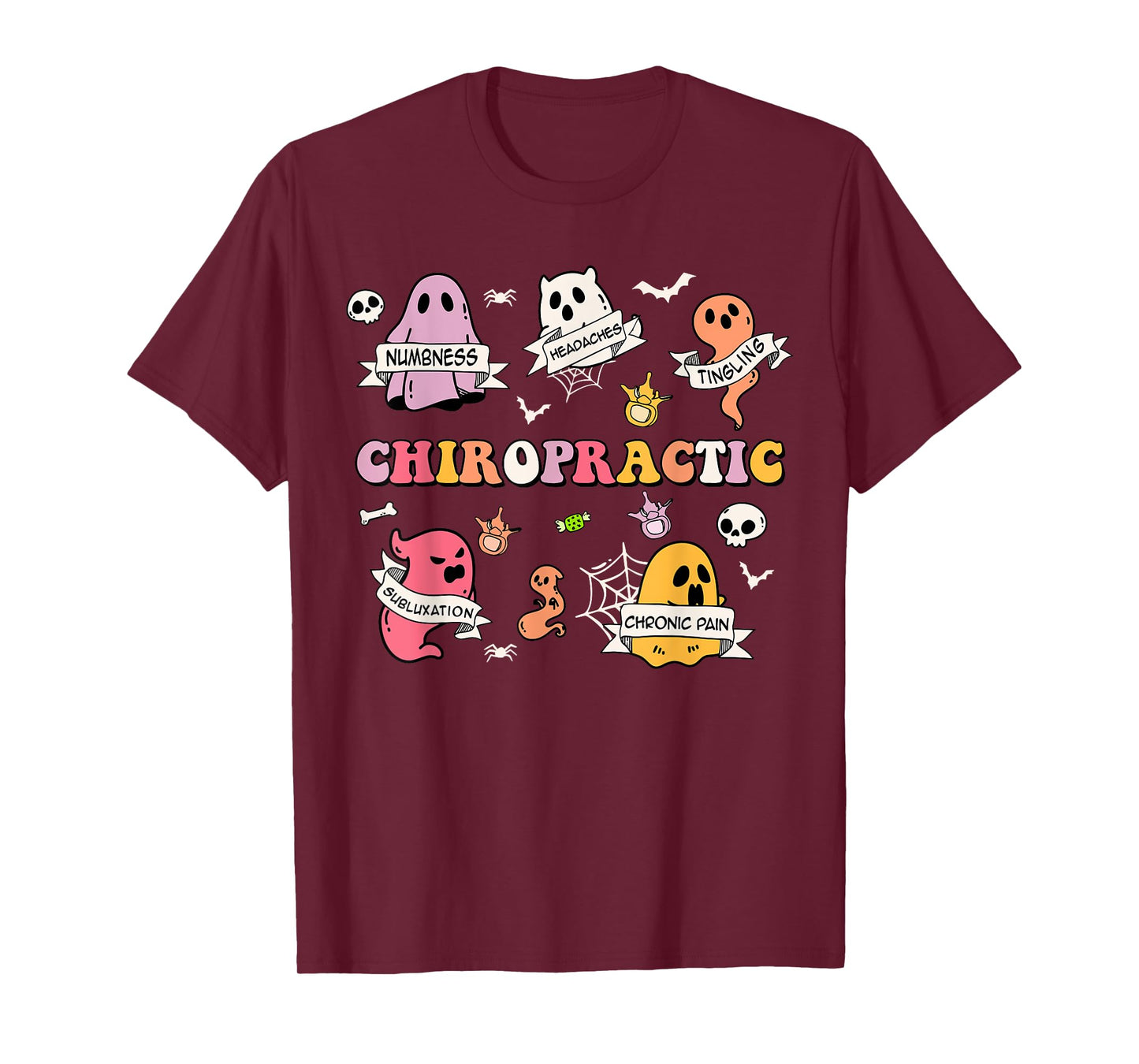 Retro Chiropractic Ghost Chiropractors Halloween Costume T-Shirt