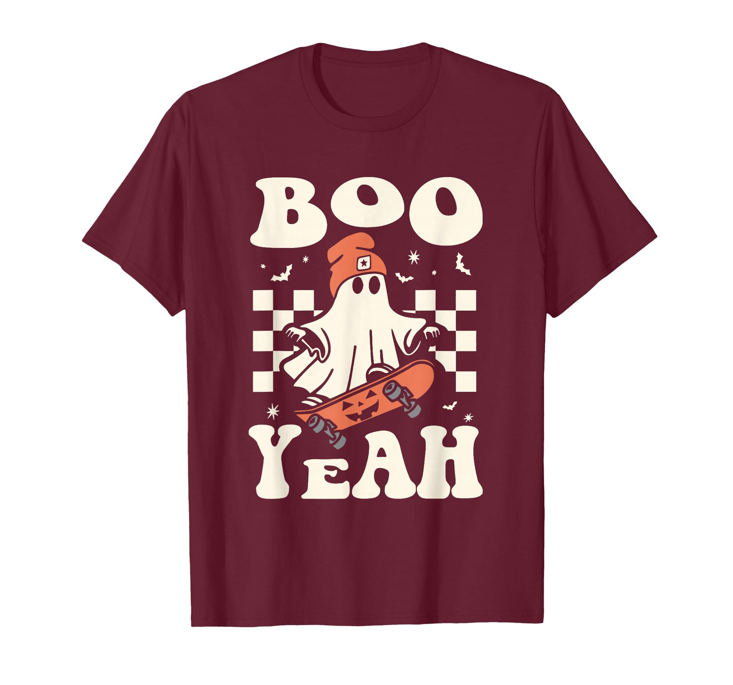 Boo Yeah Halloween Ghost Boys Retro Skateboard Toddler Kids T-Shirt
