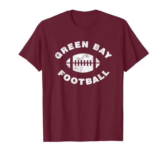 Green Bay Retro Vintage Distressed Football Sports Design T-Shirt
