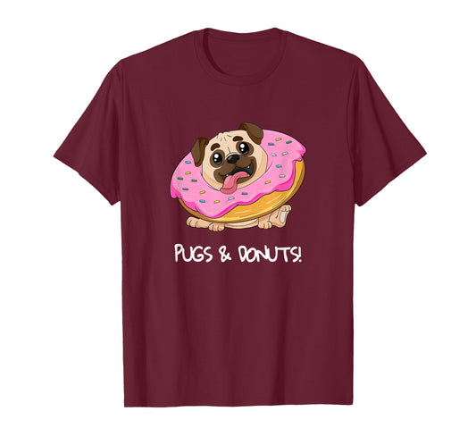 Kids Pugs & Donuts Shirt Pug Lover Candy Fan Girl Woman T-Shirt