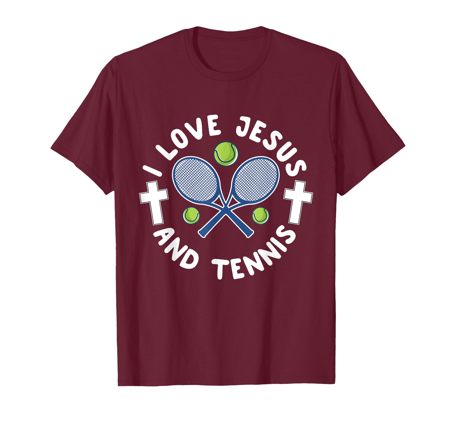 I Love Jesus And Tennis Cool Christian Sports Gift T-Shirt