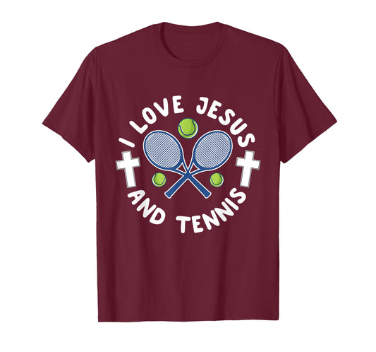 I Love Jesus And Tennis Cool Christian Sports Gift T-Shirt