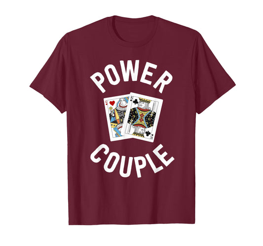 Gifts for Card Players Women Power Couple King Queen T-Shirt