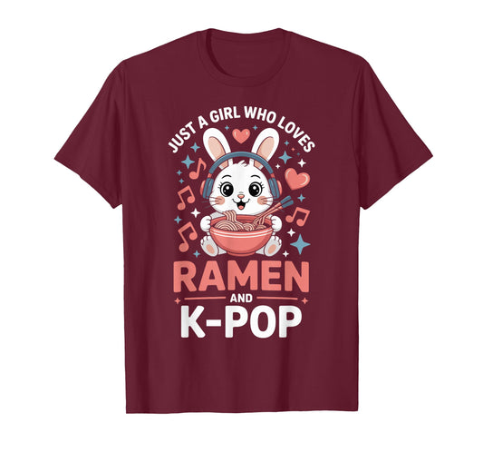 Kawaii Bunny Kpop Just A Girl Who Loves Ramen K Pop Girl T-Shirt