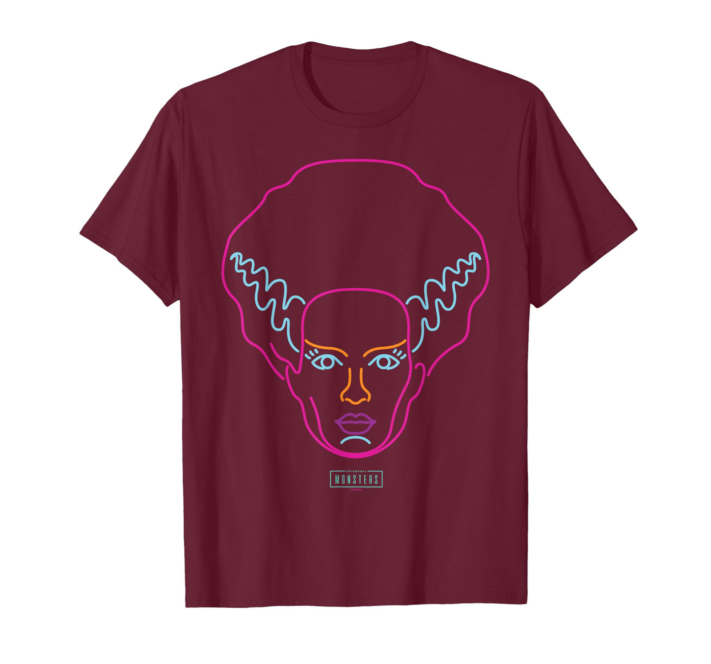 Universal Monsters Neon Bride of Frankenstein Portrait T-Shirt