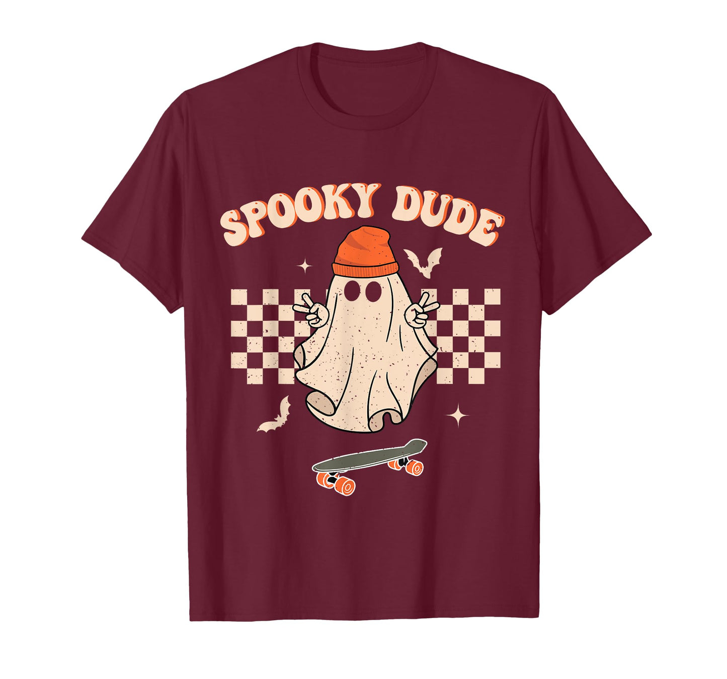 Spooky Dude Toddler Retro Groovy Hippie Halloween Cute Ghost T-Shirt