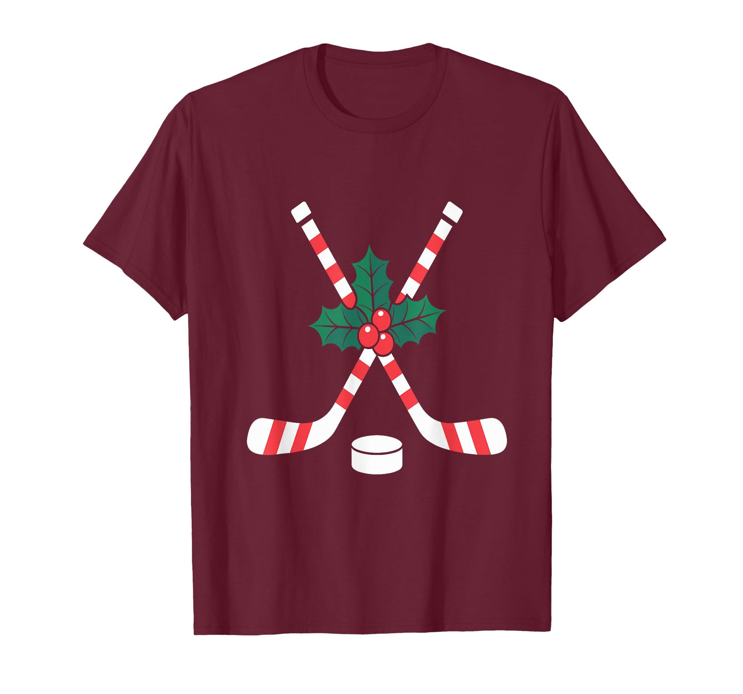 Ice Hockey Christmas Candy Cane Hockey Stick Xmas T-Shirt