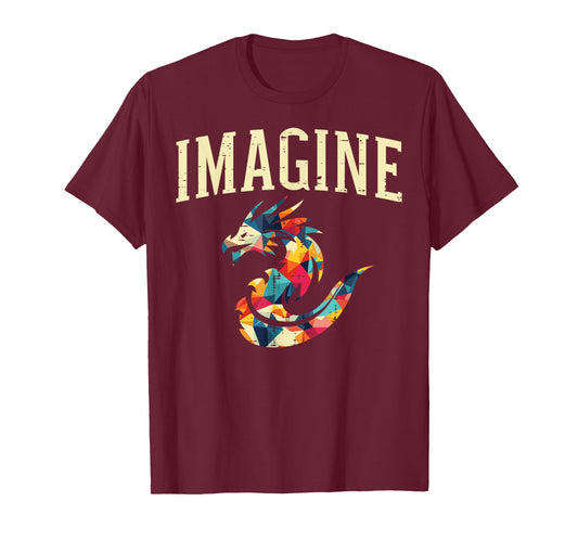 Dragon Imagine Colorful Polygonal Fantasy Art Women Men Kids T-Shirt