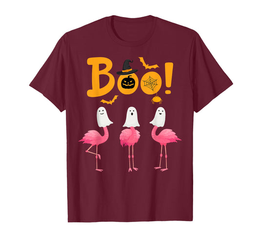 Boo Flamingo Lover Spooky Ghost Halloween Trick or Treat T-Shirt