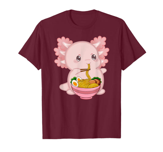 Cute Anime Merch & Kawaii Stuff For Girls Or Kids Kawaii Axolotl Ramen Noodles Teen Girls Kids Japanese Anime T-Shirt