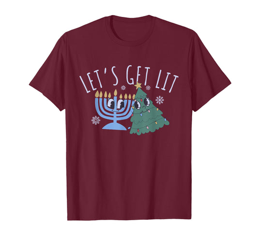 Let's Get Lit Chrismukkah Hanukkah Christmas Matching Family T-Shirt