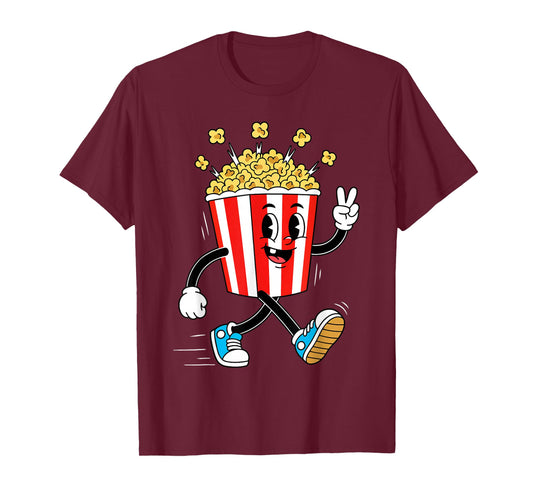 Funny Cartoon Popcorn Bucket Movie Snack Cinema Food Lover T-Shirt