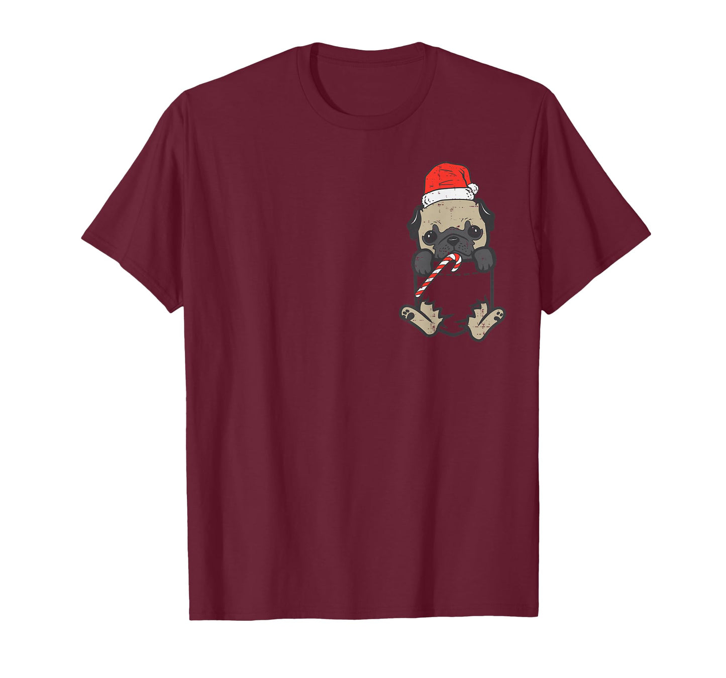 Pocket Pug Santa Dog Christmas Xmas Men Women T-Shirt