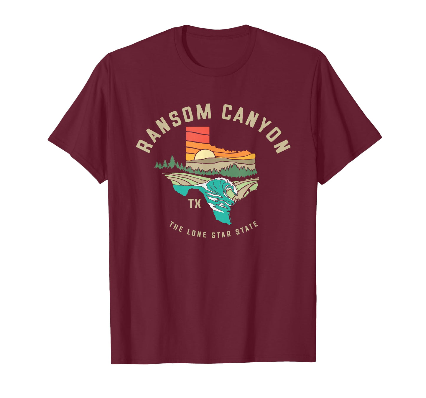 Ransom Canyon Texas Outdoors Vintage Nature Illustration T-Shirt