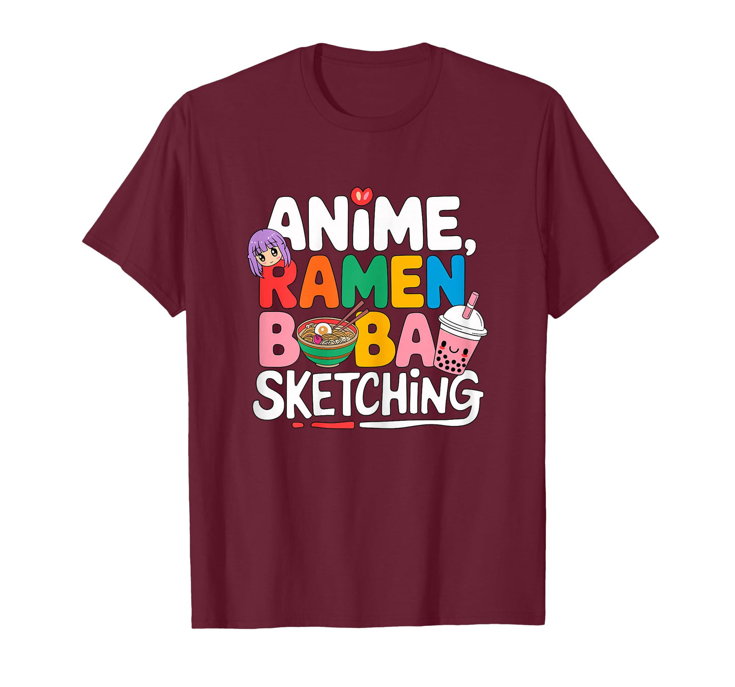 Anime Ramen Boba Sketching T-Shirt