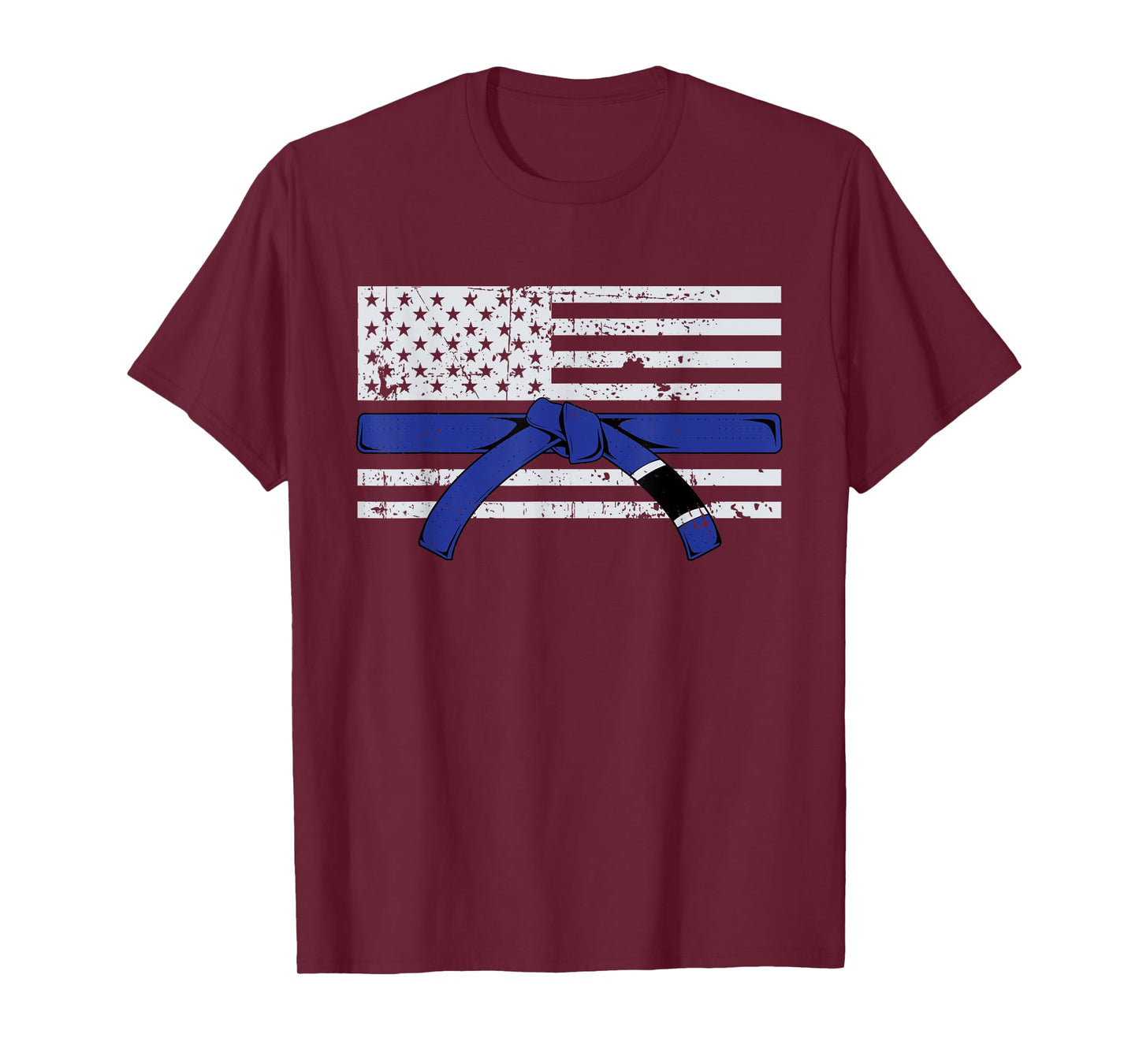 American Flag Jiu Jitsu Blue Belt Ranking BJJ Jiujitsu Gift T-Shirt