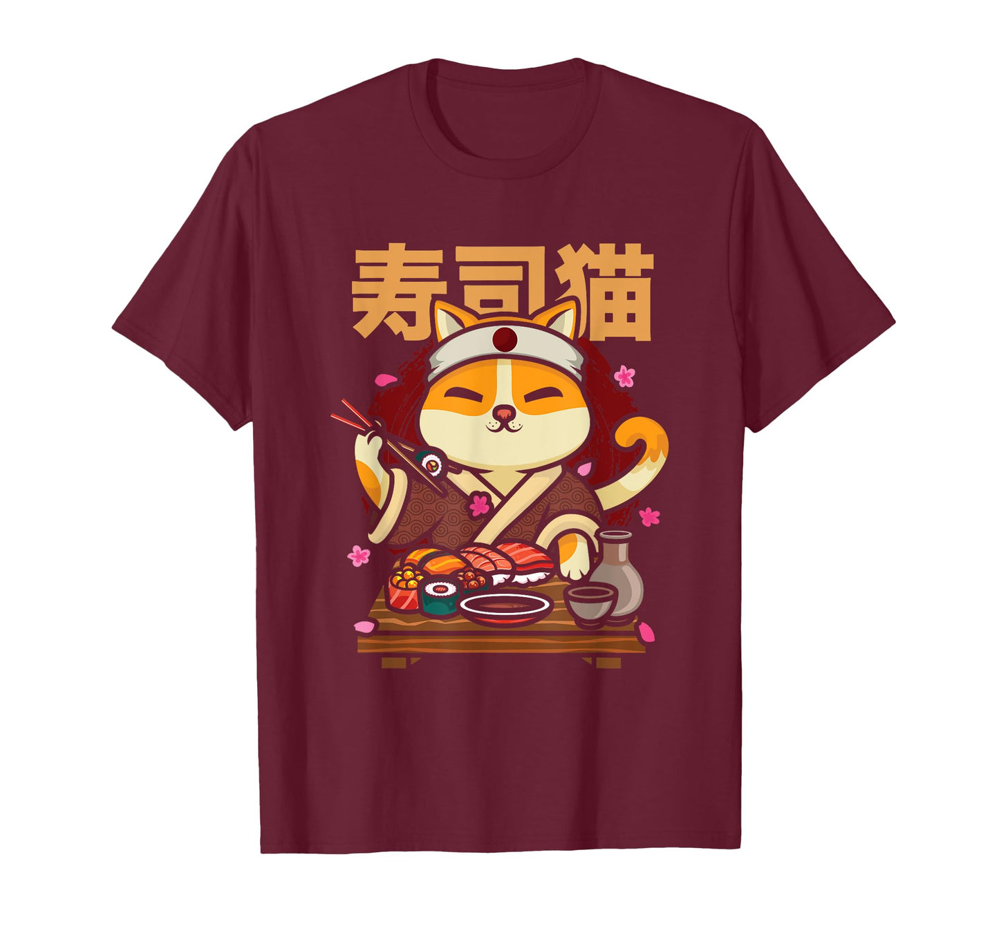 Animal Sushi Cat Lover Japanese Funny Cat Chef Food Lover T-Shirt for Men Women Kids
