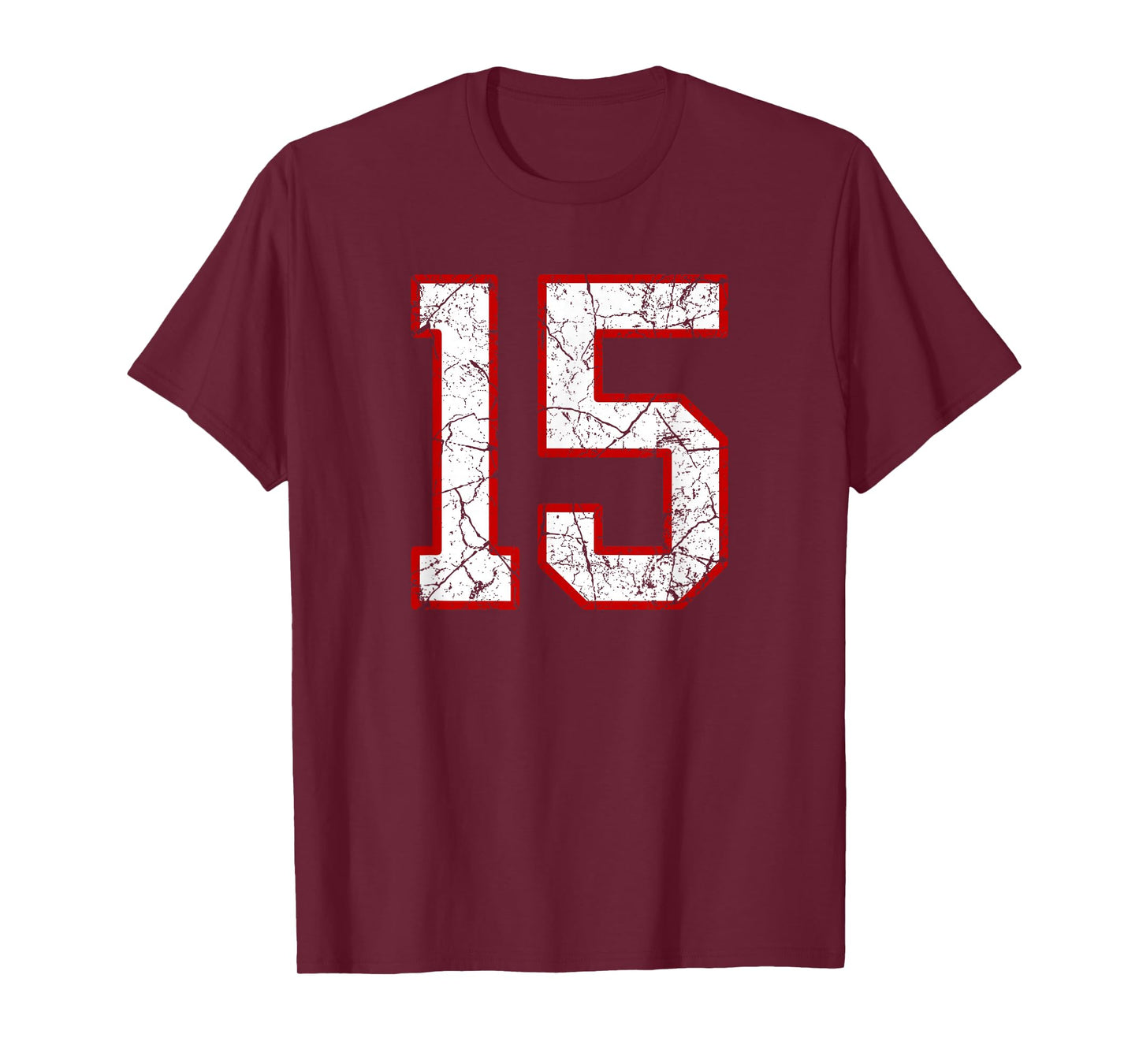 White and Red Sports Number 15 Jersey Uniform Player T-Shirt