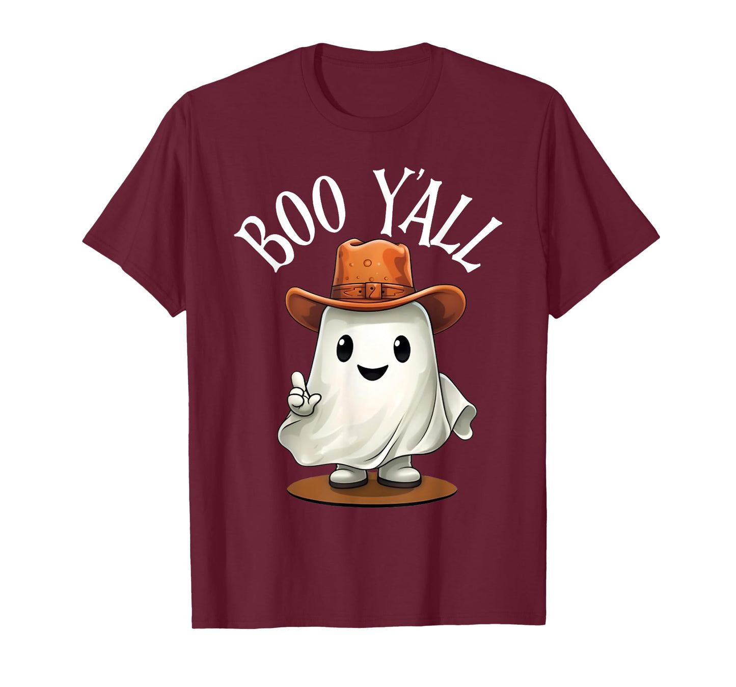 Boo Y'all Cowboy Hat Ghost Funny Halloween Costume Southern T-Shirt