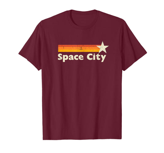 Retro Distressed Houston Baseball Space City T-Shirt