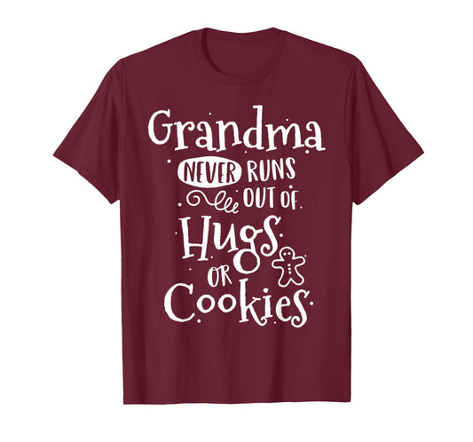 Grandma Never Runs Out Hugs Cookies Baker Christmas Baking T-Shirt