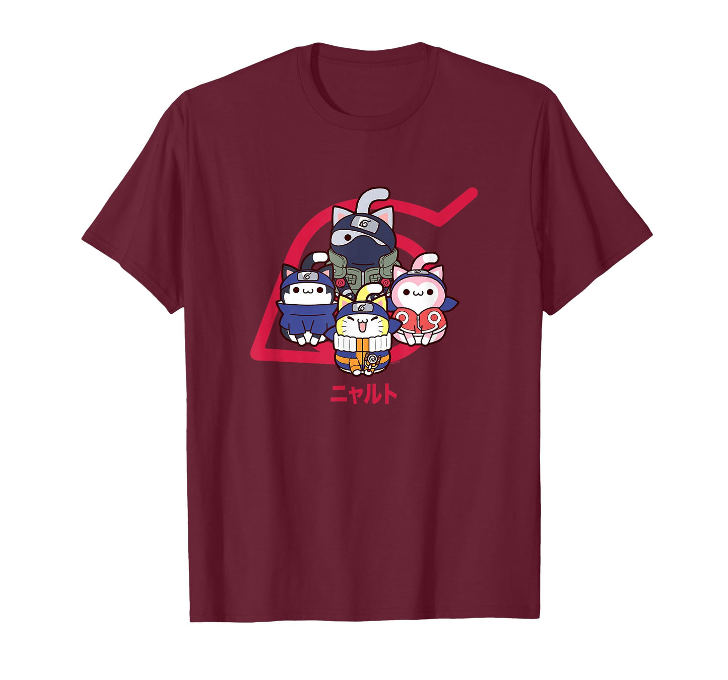 Nyaruto Cute Naruto Sasuke Sakura Kakashi Kanji Big Portrait T-Shirt