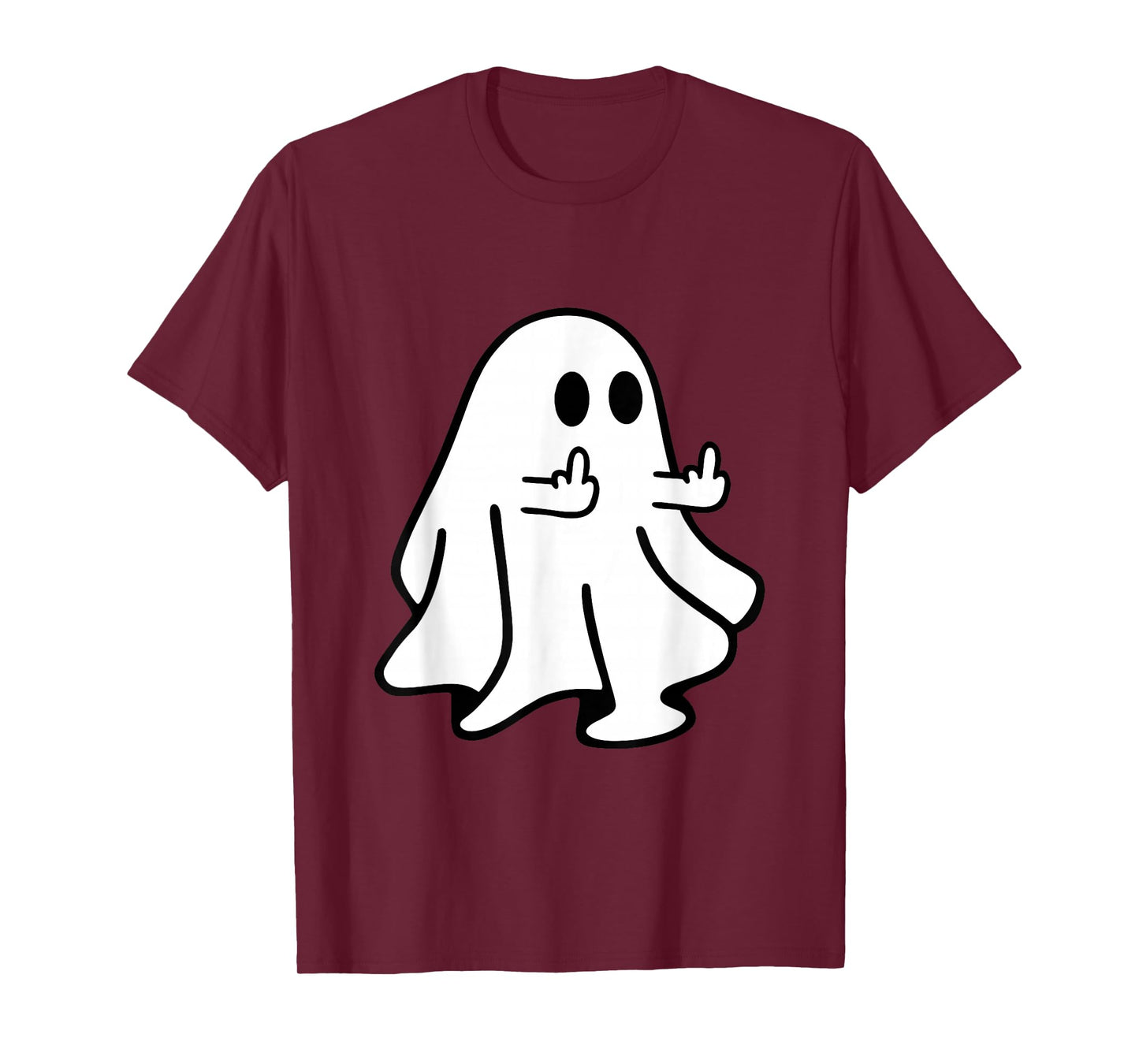 Spooky Ghost Middle Finger Halloween Party T-Shirt