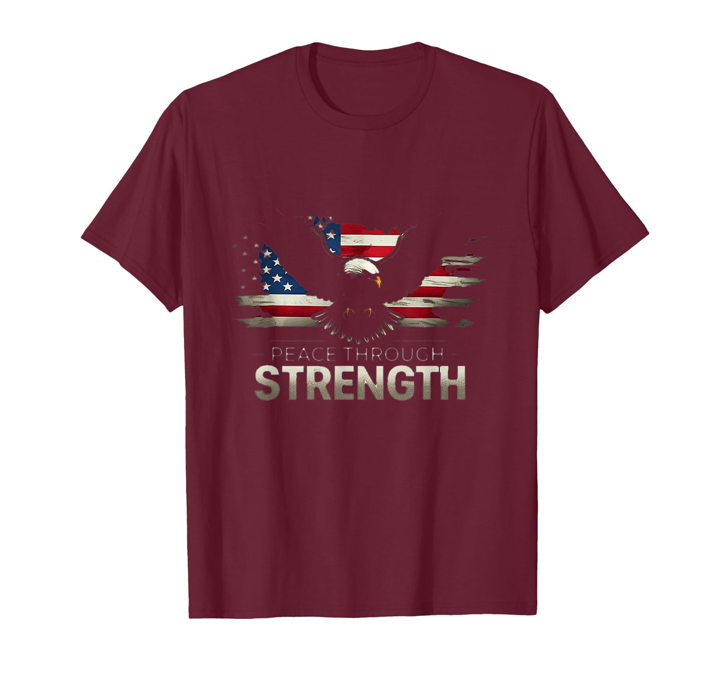 Peace Through Strength Distressed Flag USA Graphic T-Shirt