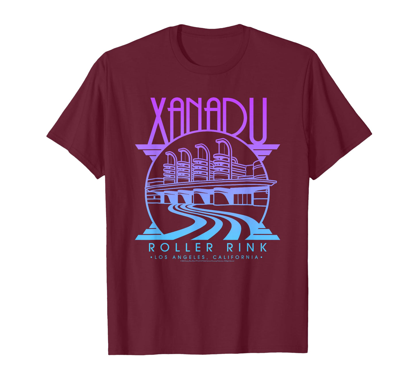 Olivia Newton-John Xanadu Roller Rink Purple Blue Fade Logo T-Shirt