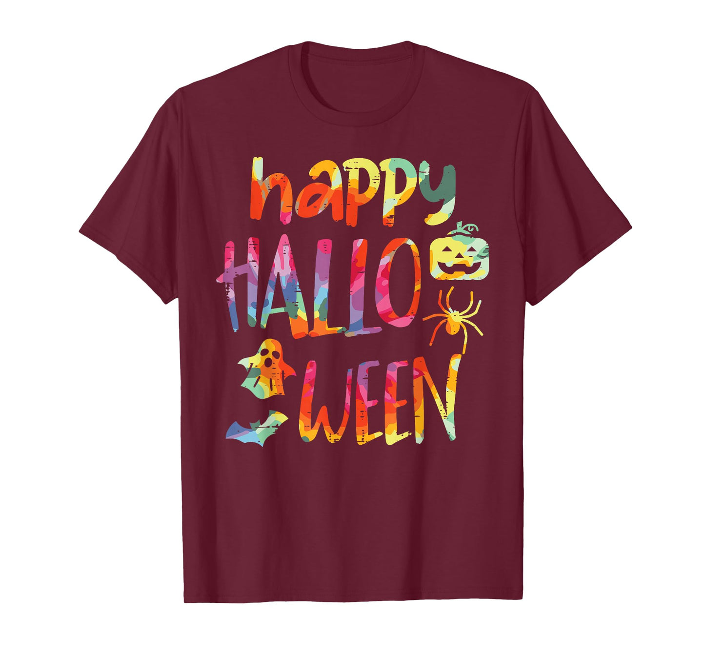 Tie Dye Happy Halloween Retro Costume Hippie Men Women Kids T-Shirt