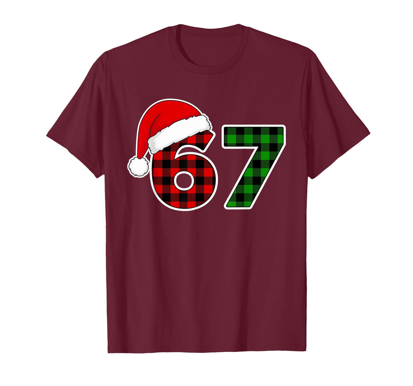 67 Meme Funny Christmas Red & Green Plaid Xmas Pajamas Kids T-Shirt