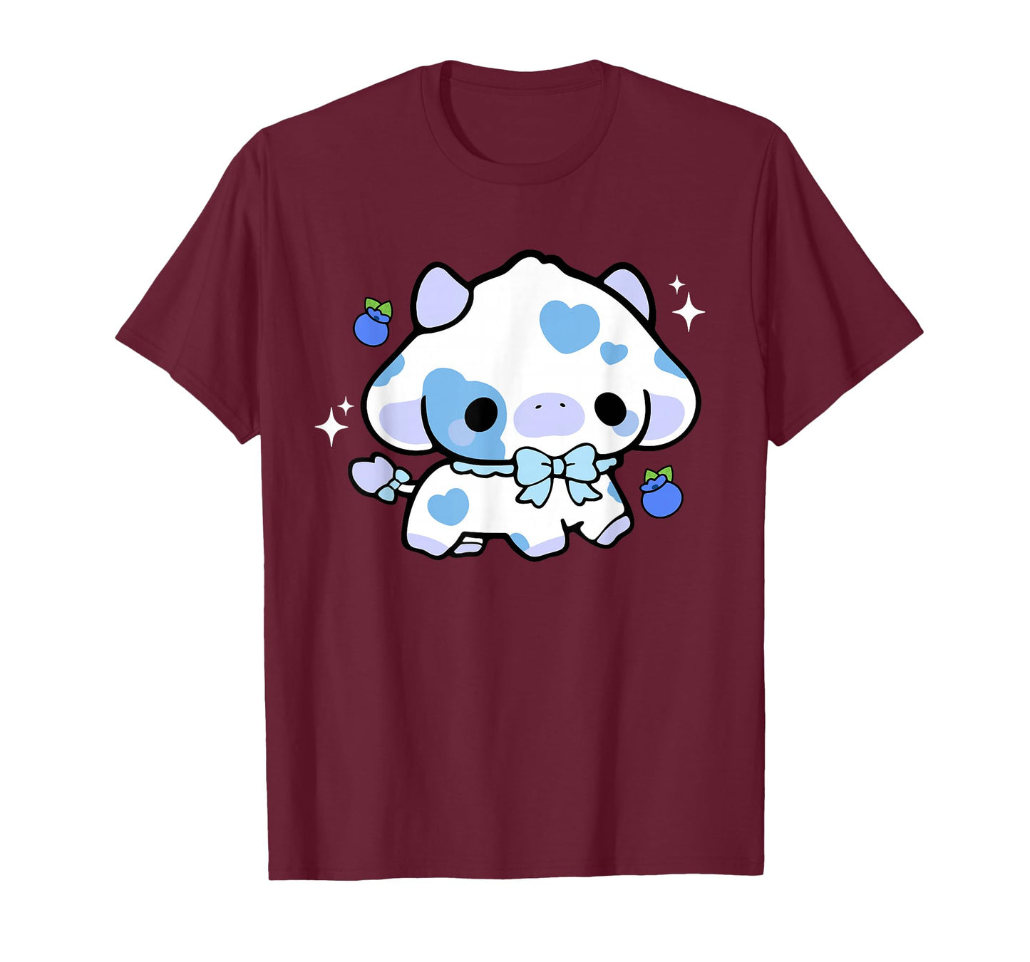 Kawaii Cow Blueberry Cute Aesthetic Anime Girls Teens Kids T-Shirt