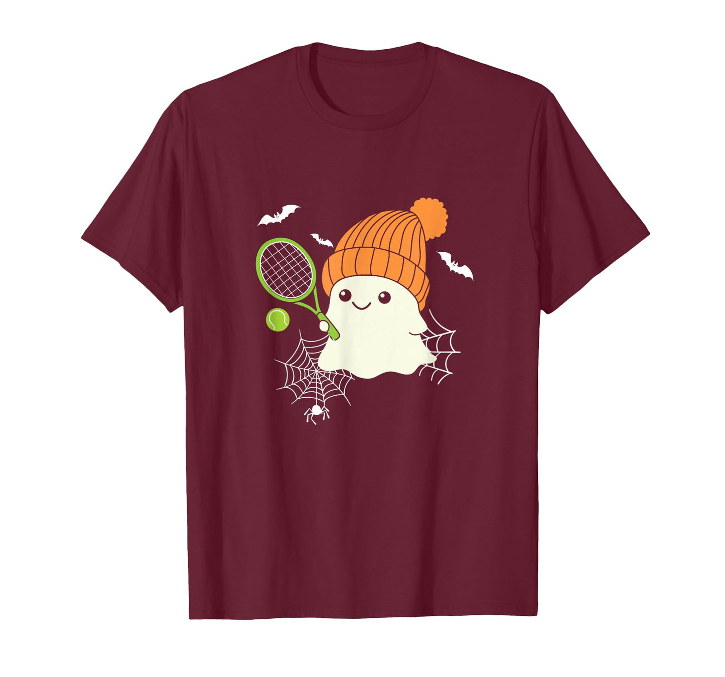 Boo Ghost Playing Tennis Funny Halloween Tennis Costume T-Shirt