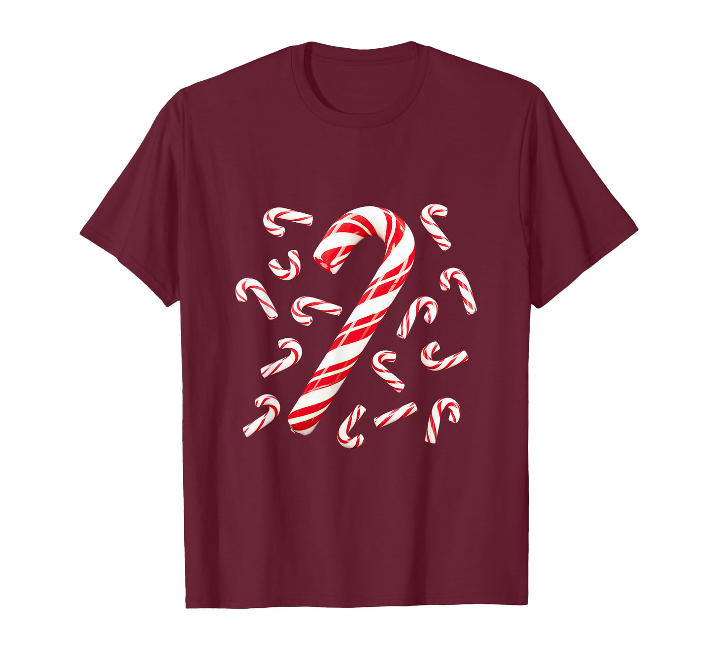 Red and White Candy Cane Santa Christmas T-Shirt