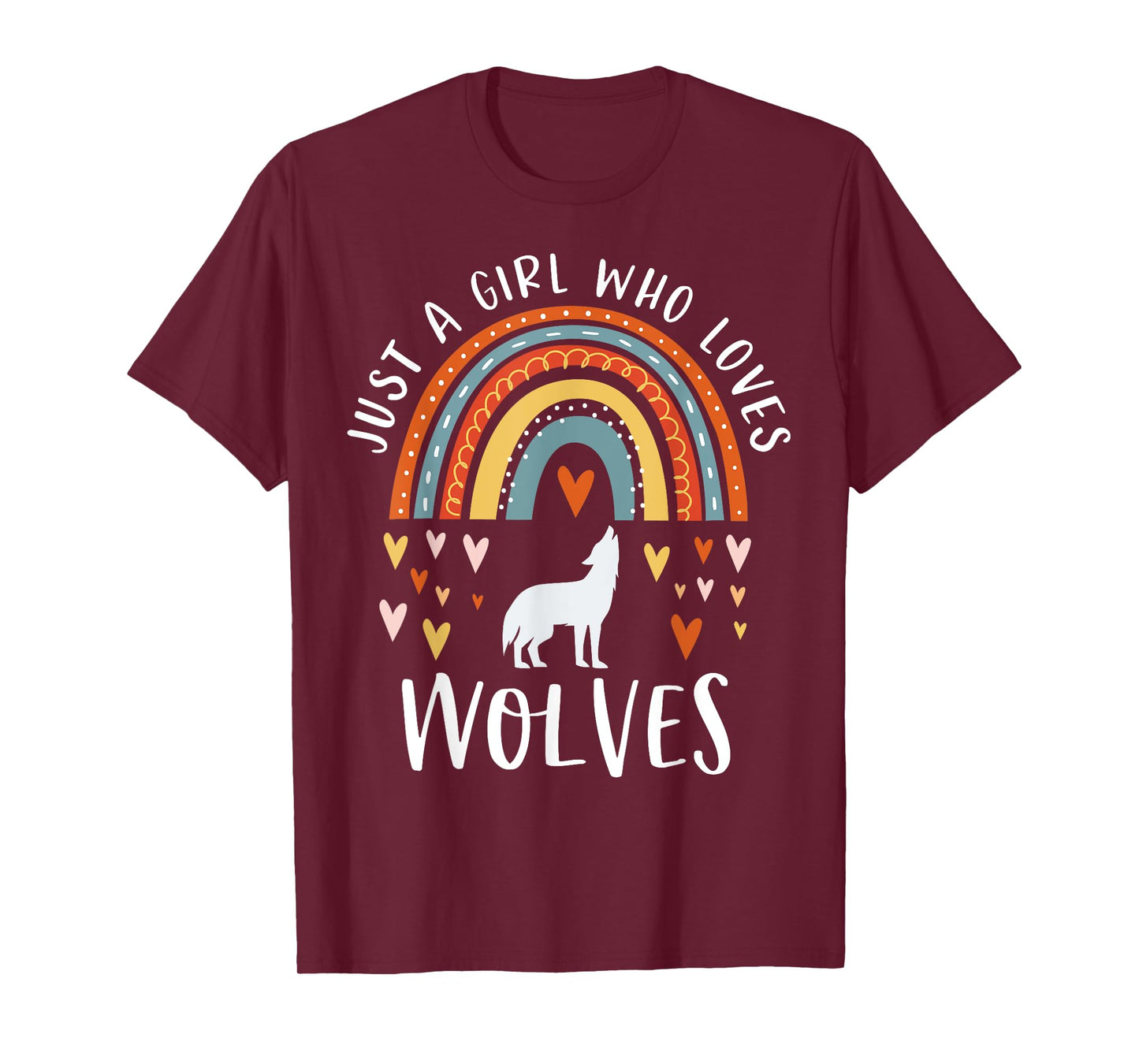 Just A Girl Who Loves Wolves Rainbow Gifts For Wolf Lover T-Shirt